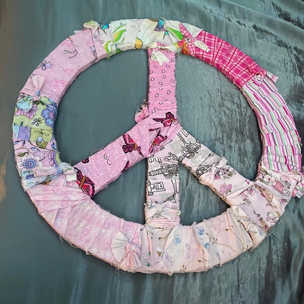 Pink peace sign decor
